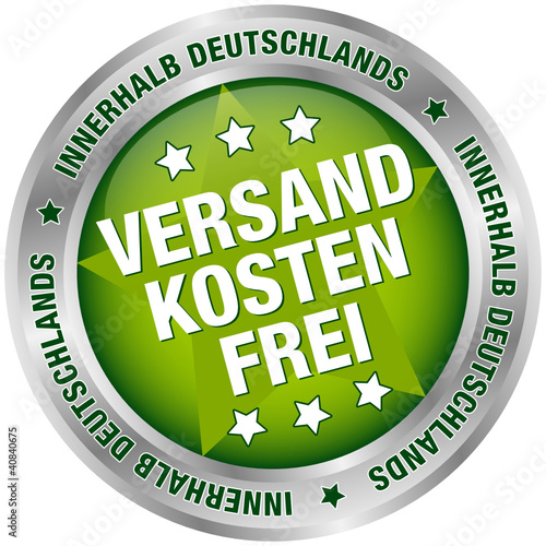 Button "Versandkostenfrei innerhalb Deutschlands" grün/silber