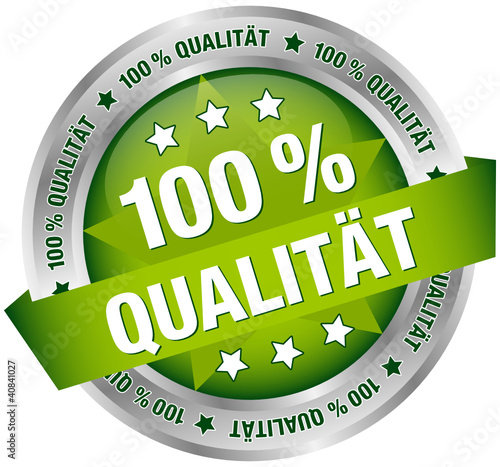 Button Banner "100 % Qualität" grün/silber