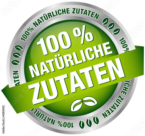Button Banner "100 % natürliche Zutaten" grün/silber