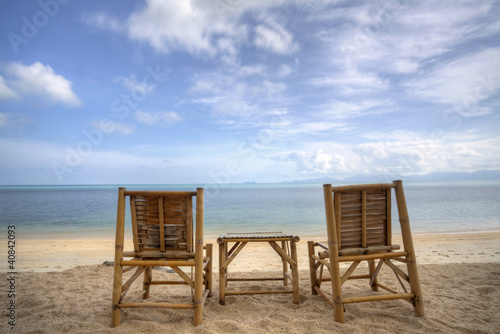 Two bamboo beach chair
