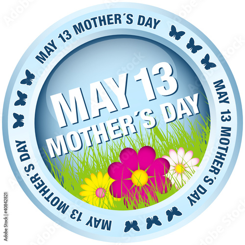 Button Flowers "May 13 Mother´s Day" Blue
