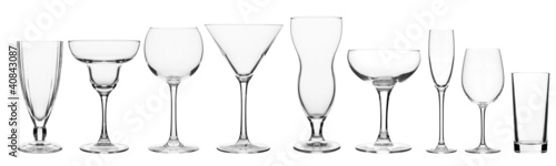 glassware for bar drinks