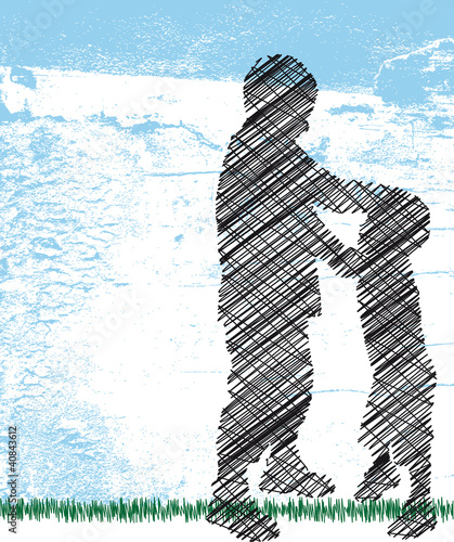 bully pushes around a smaller kid. Vector illustration