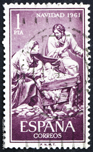 Postage stamp Spain 1961 Nativity  Sculptured by Jose Gines