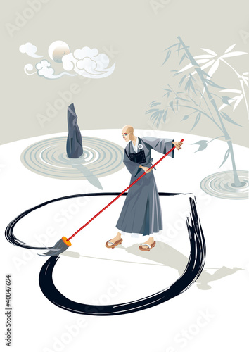 Zen Monk Drawing A Heart