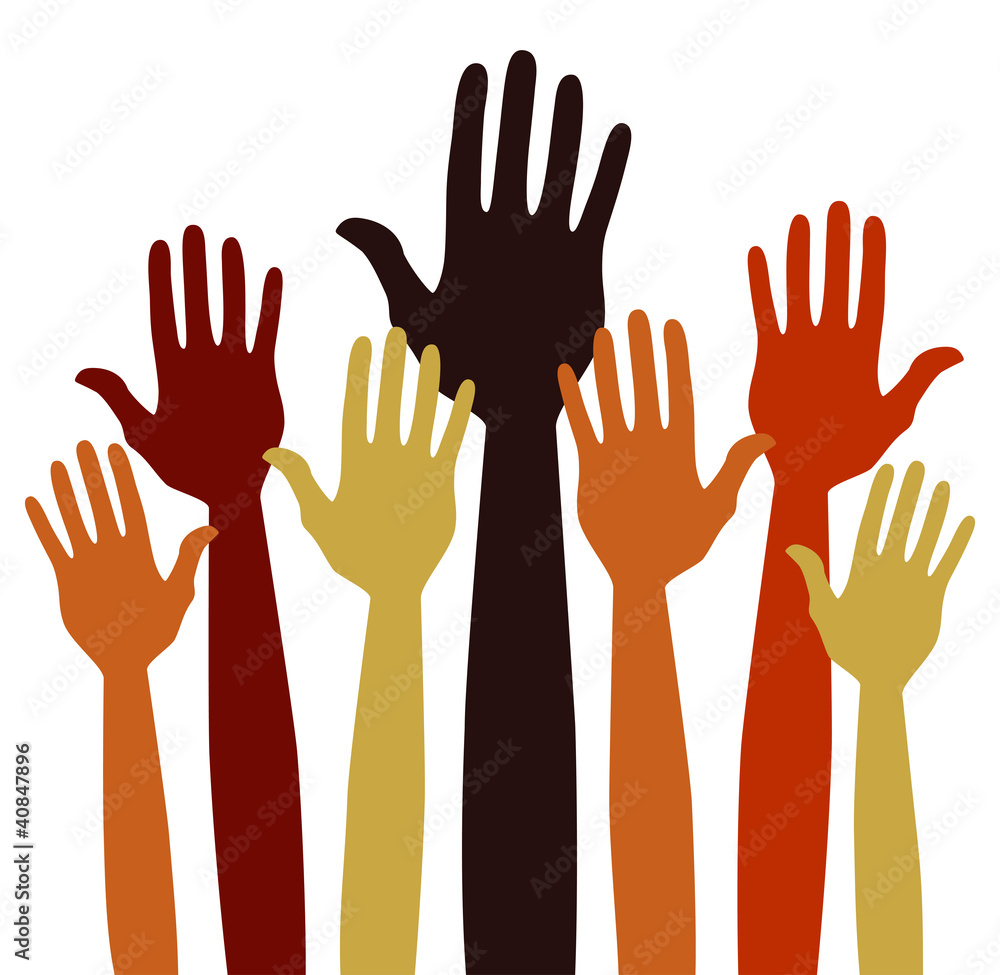 Fototapeta premium Hands volunteering or voting vector.