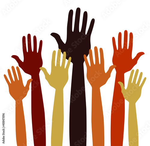 Hands volunteering or voting vector.