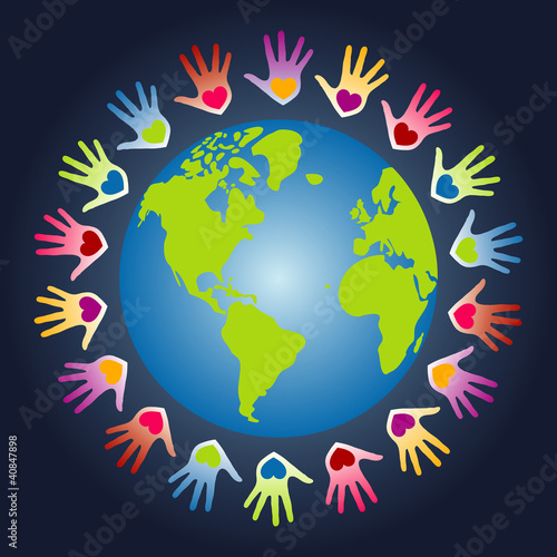 Colorful world peace and unity vector.
