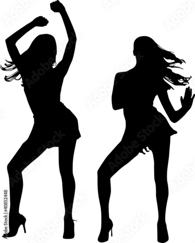 Obraz na plátně Silhouettes of dancing women