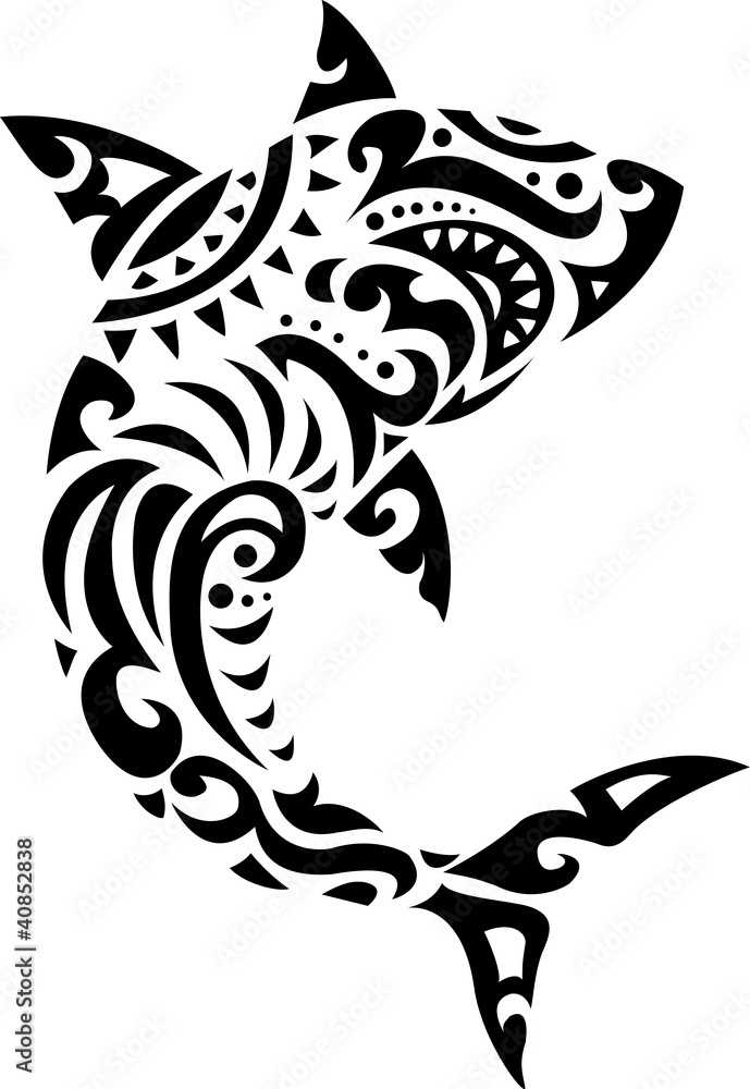 Fototapeta premium Shark tribal tattoo