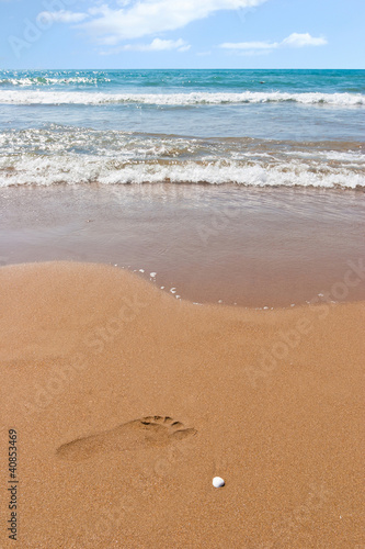 Fu  abdruck am Strand