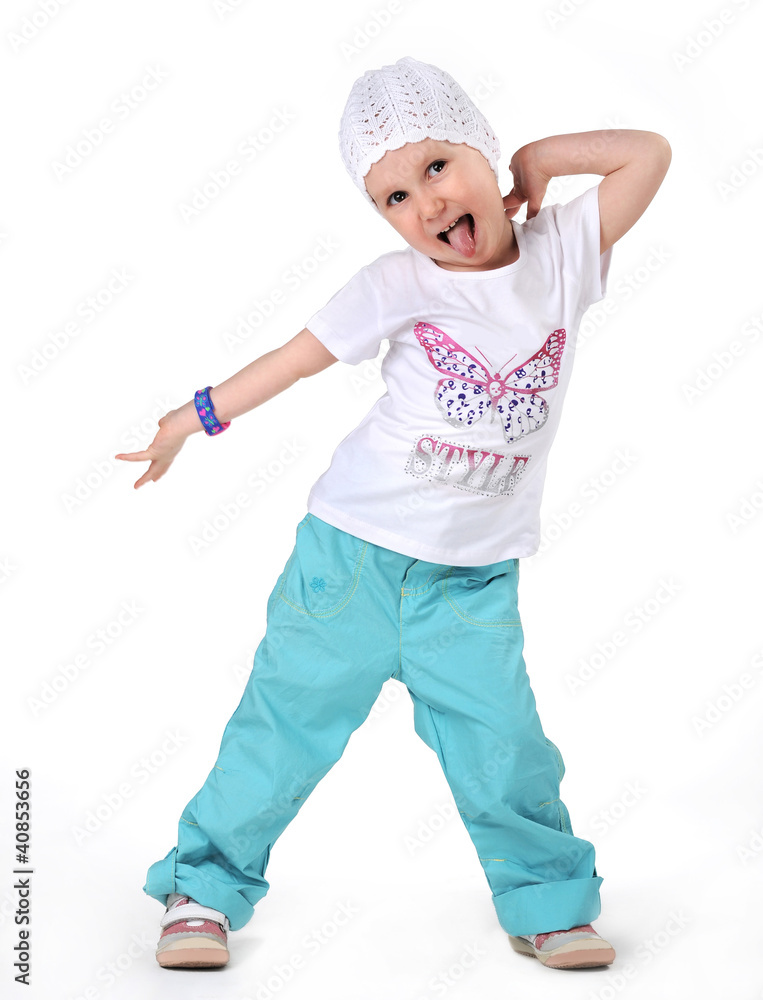 little girl on a white background little girl on a white background