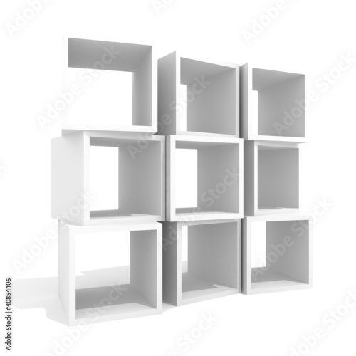 Abstract shelf of boxes