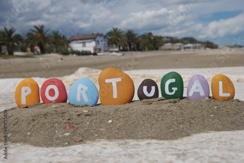 Portugal, word on colourful pebbles