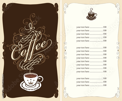 menu for a cafe on a black background