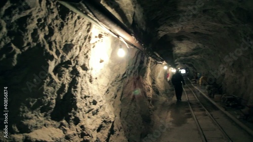 Walk in mine tunnel