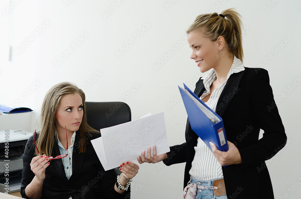 Worker shows results of business