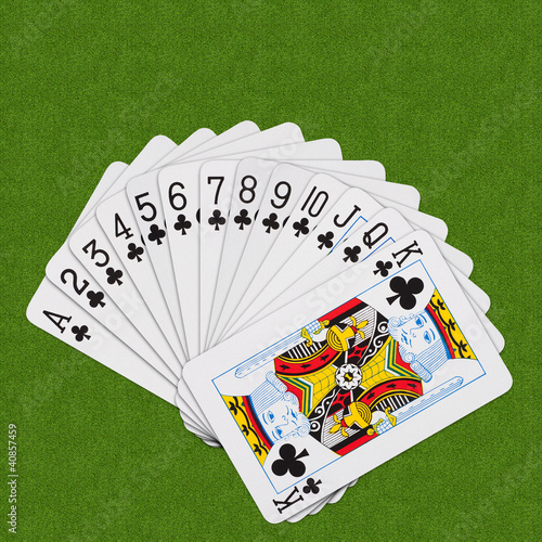 Playing Cards Clubs Set Spiral Arrangement