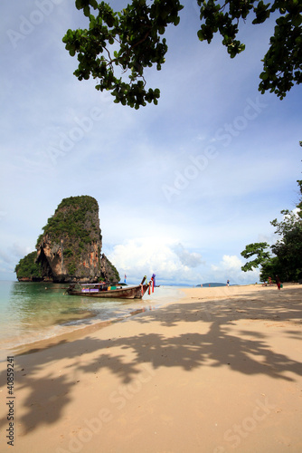 Thailand sea with sand rock and blue sky : Krabi
