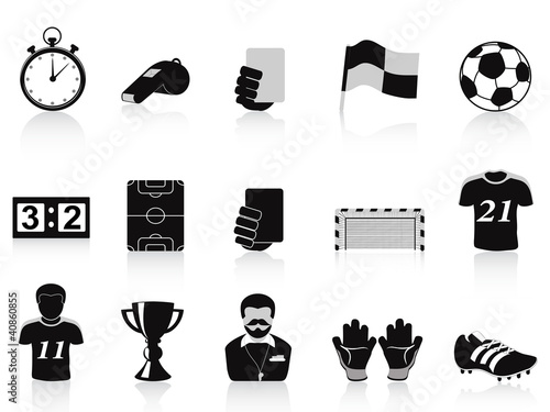 black football icons set