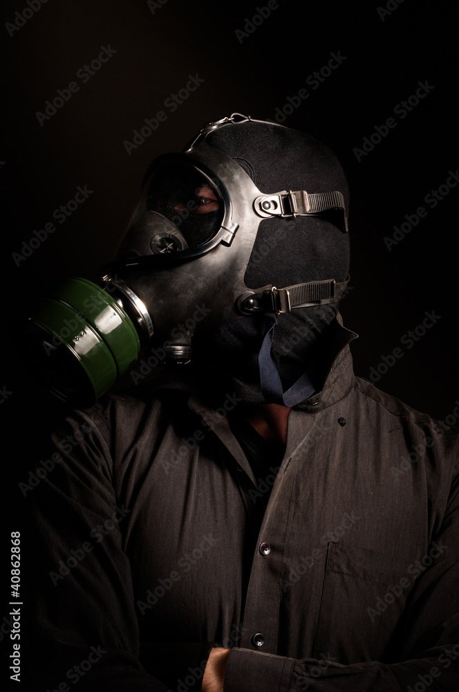Man in gasmask
