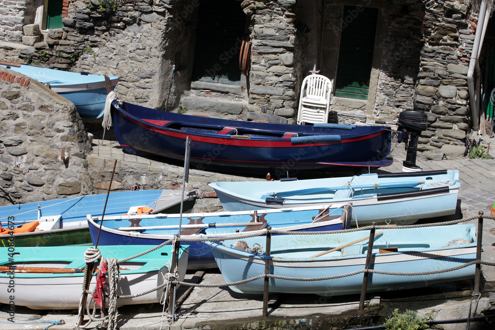 The Fishing Boats in Cinque Terre Italy The Fishing Boats in Cinque Terre Italy