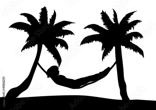 Silhouette Palmen mit Hängematte