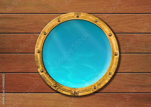 ship porthole with underwater view