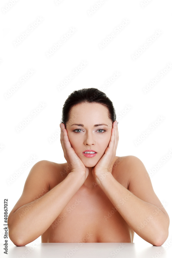Close up portrait of beautiful young caucasian woman Close up portrait of beautiful young caucasian woman