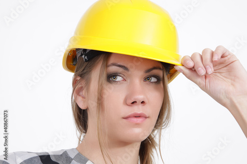 Bauarbeiterin, Portrait