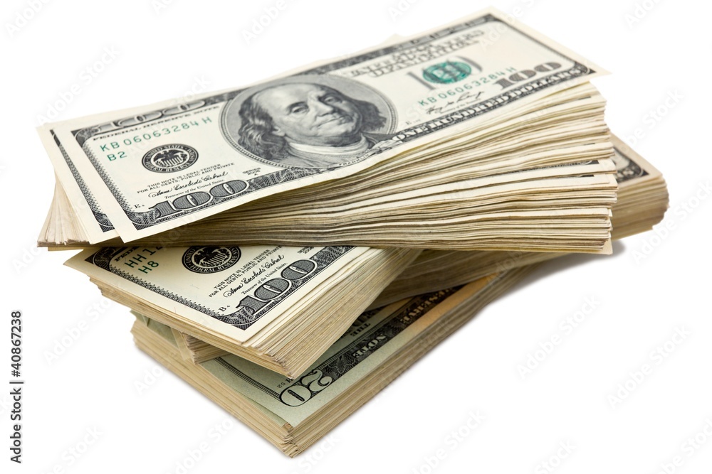 heap of a dollar banknotes on a white background heap of a dollar banknotes on a white background