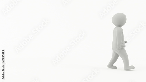 3D man walking in front of the camera