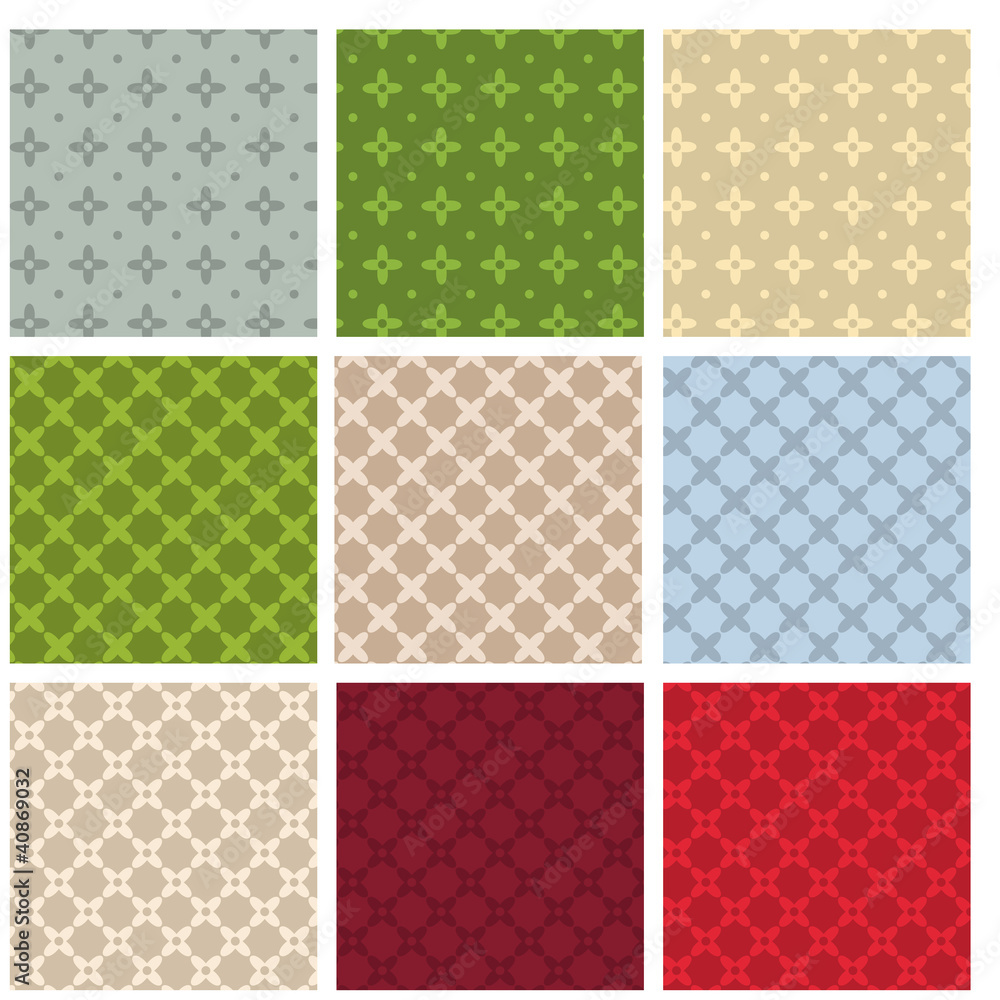 Set of 9 simple abstract seamless patterns Set of 9 simple abstract seamless patterns