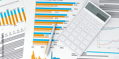 3d illustration of a business, finance credit reports and statis