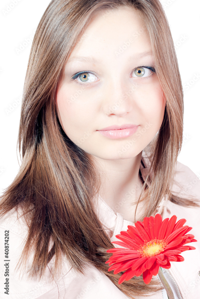Pretty girl with rosebay flower