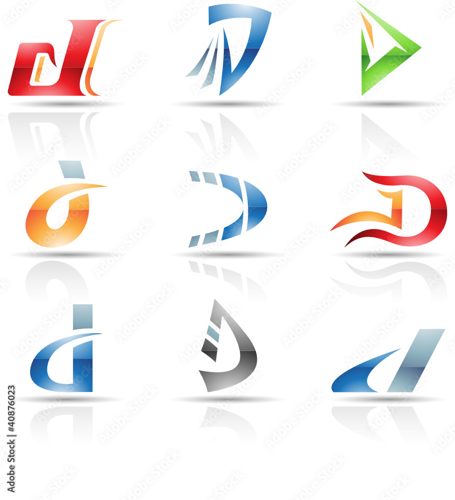 Vector illustration of glossy icons based on the letter D Stock Vector ...