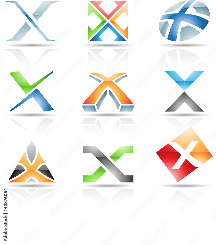 Vector illustration of glossy icons based on the letter X Vector illustration of glossy icons based on the letter X
