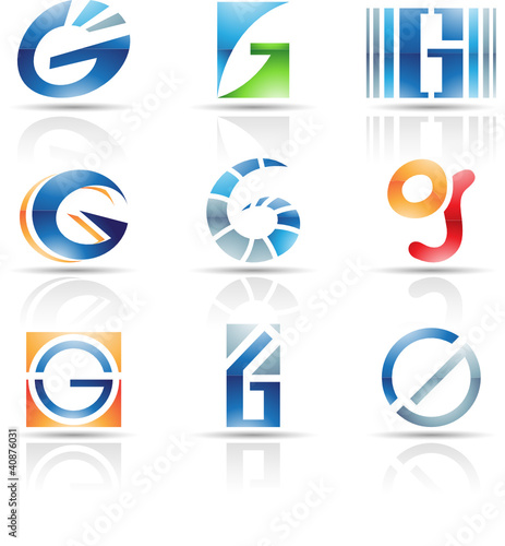 Vector illustration of glossy icons based on the letter G