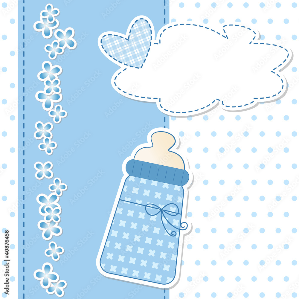 baby shower - nascita bimbo - fiocco azzurro Stock Vector | Adobe Stock