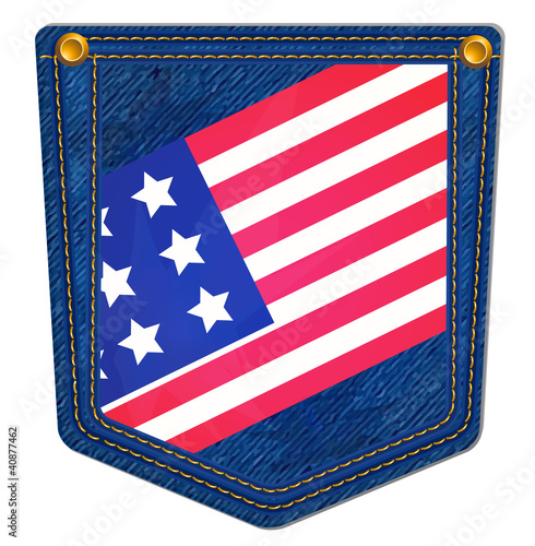 USA Flag Blue Jean Pocket