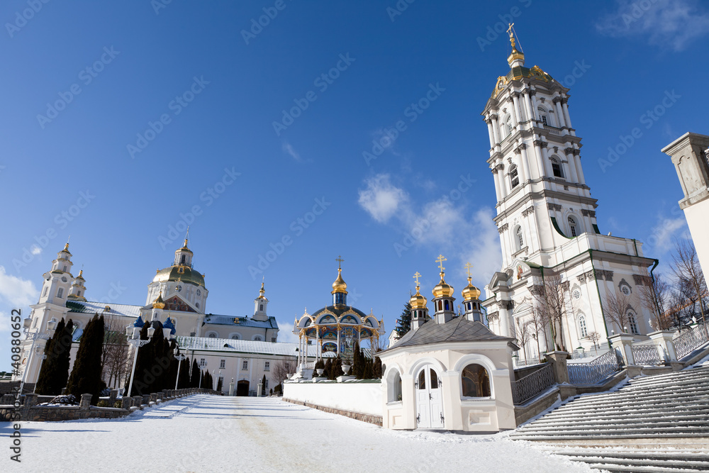 Ancient sacred Christian Pochaev Monastery of Holy Dormition. We