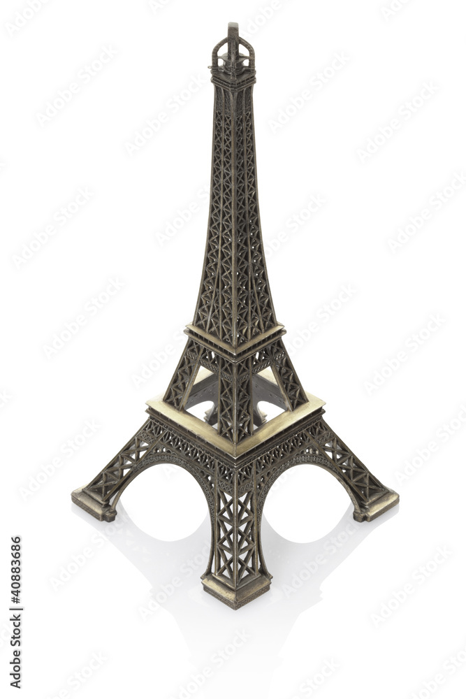 Eiffel tower on white background, clipping path include
