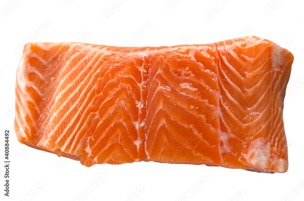 Raw salmon steak