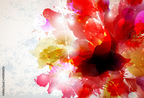 Abstract background with red and pink elements formed flower