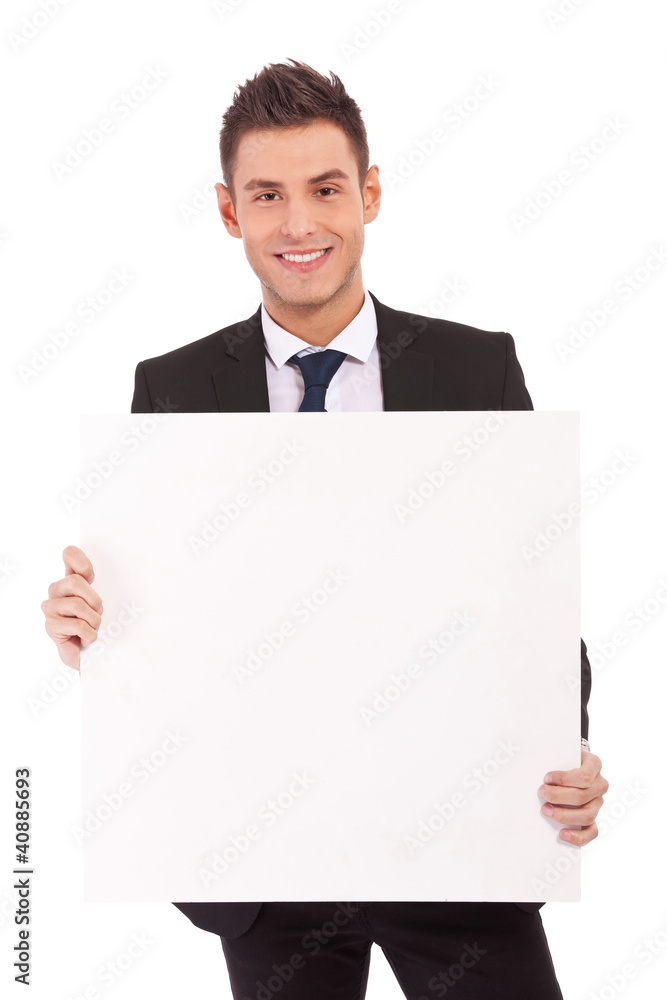 business man with blank board business man with blank board