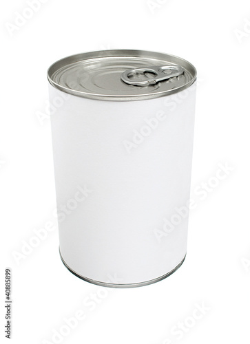 Blank Tin Can with Blank White Label