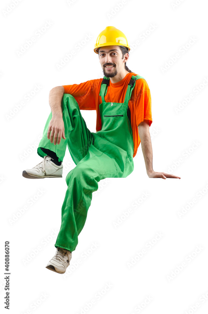 Construction worker isolated on the white Construction worker isolated on the white