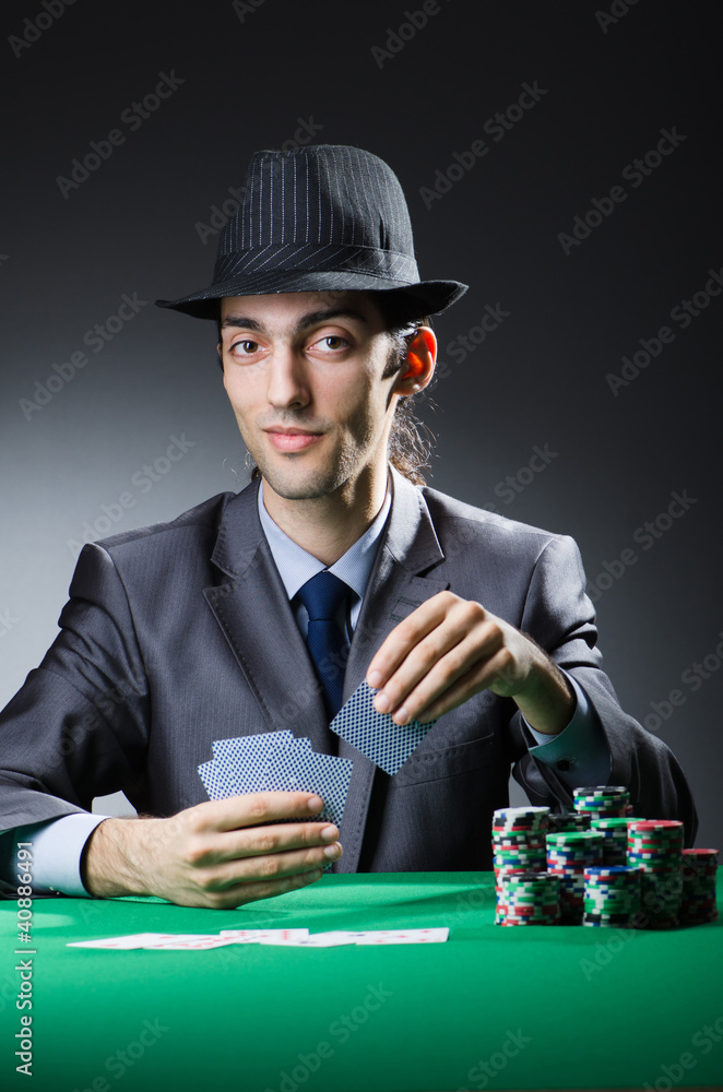 Man playing in the casino Man playing in the casino