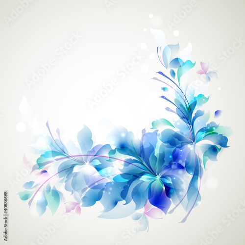 abstract flower and small butterflies