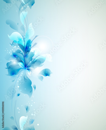 Seamless Tender background with blue abstract flower